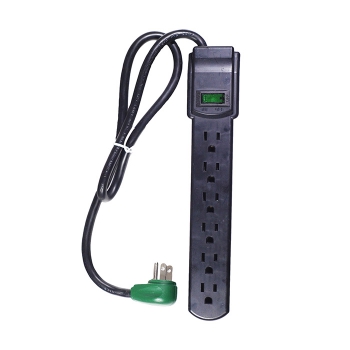 GoGreen Power 6 Outlet Surge Protector, GG-16103MSBK 2.5' cord, Black